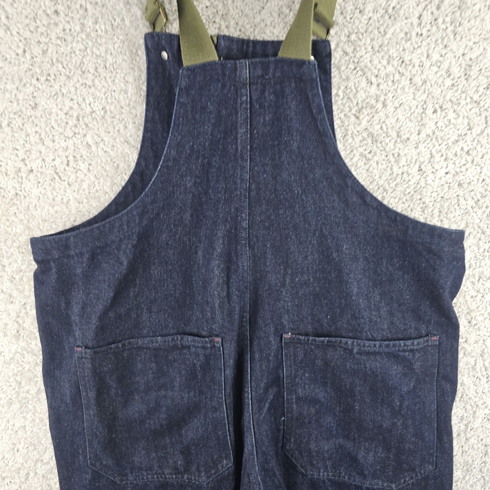 Marine Nationale Denim Overalls Cargo Bibs Jumpsuit Size Small Navy Reverse - Picture 2 of 13